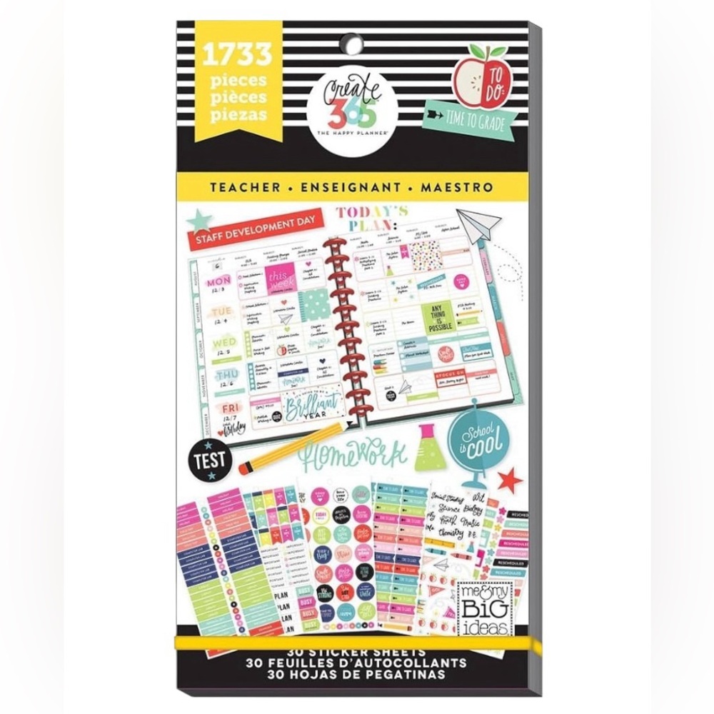 Me & My Big Ideas Sticker Sheets Teacher Theme The Happy Planner 1733 Pcs